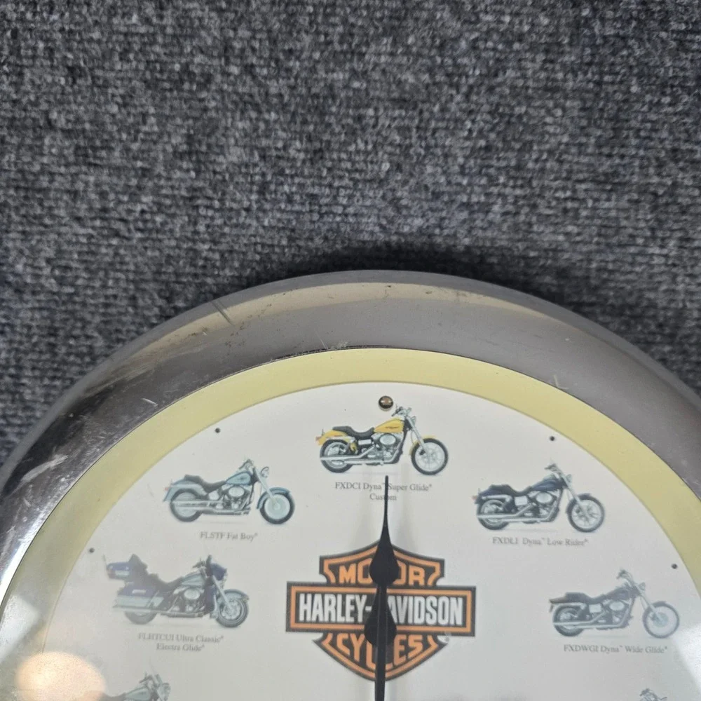 Harley Davidson Motorcycle Clock Wall Decor Chrome Bezel‎ Working Batteries 2006